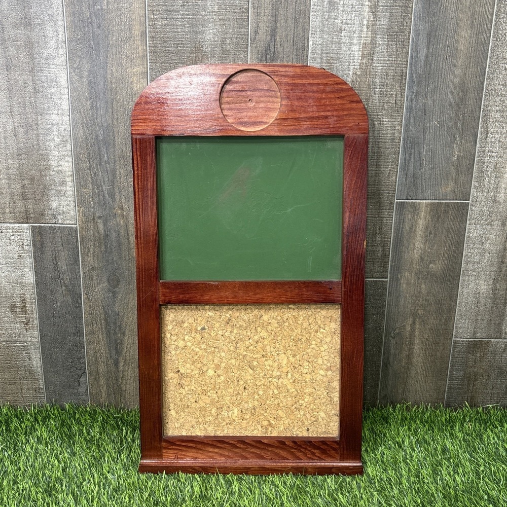 Vintage Wood Chalkboard Cork Board Message Center Rustic Farmhouse Organizer